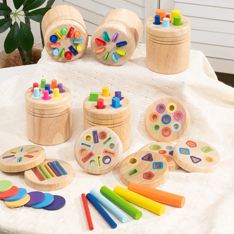 Kids Educational Box - Montessori Wooden Shape Sorting Barrel Kids