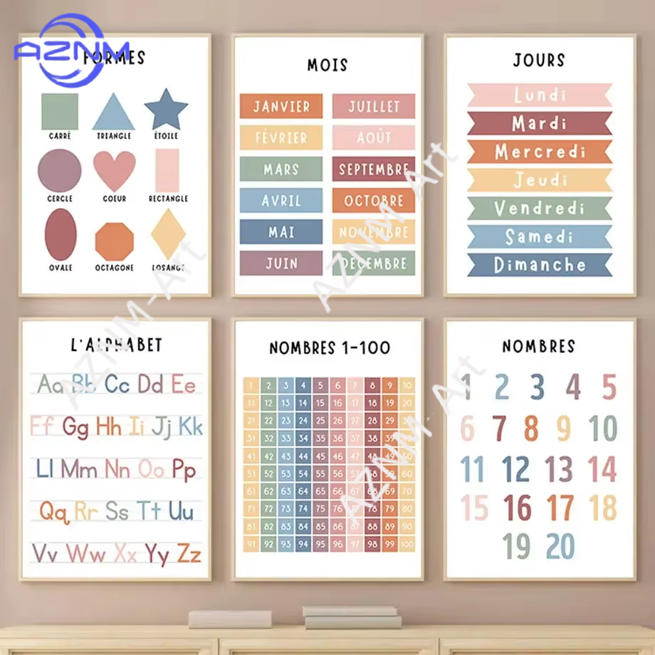 Kids Educational - Alphabet Numbers & More - 1PC ，English French Number Alphabet Shape