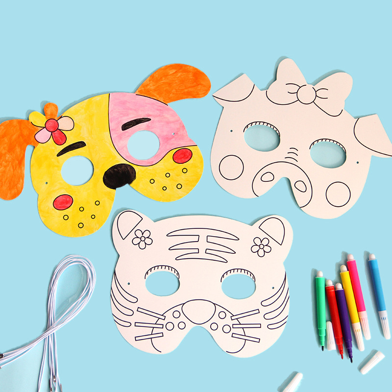 Kids Education Laptop - 8Pcs Cartoon Animal Painting Masks Diy