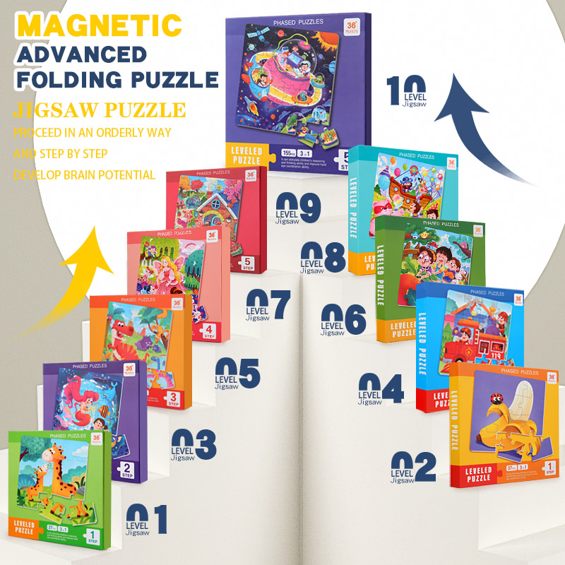 Kids Educational Box - Kids Magnetic Wooden Puzzle Cartoon Pattern
