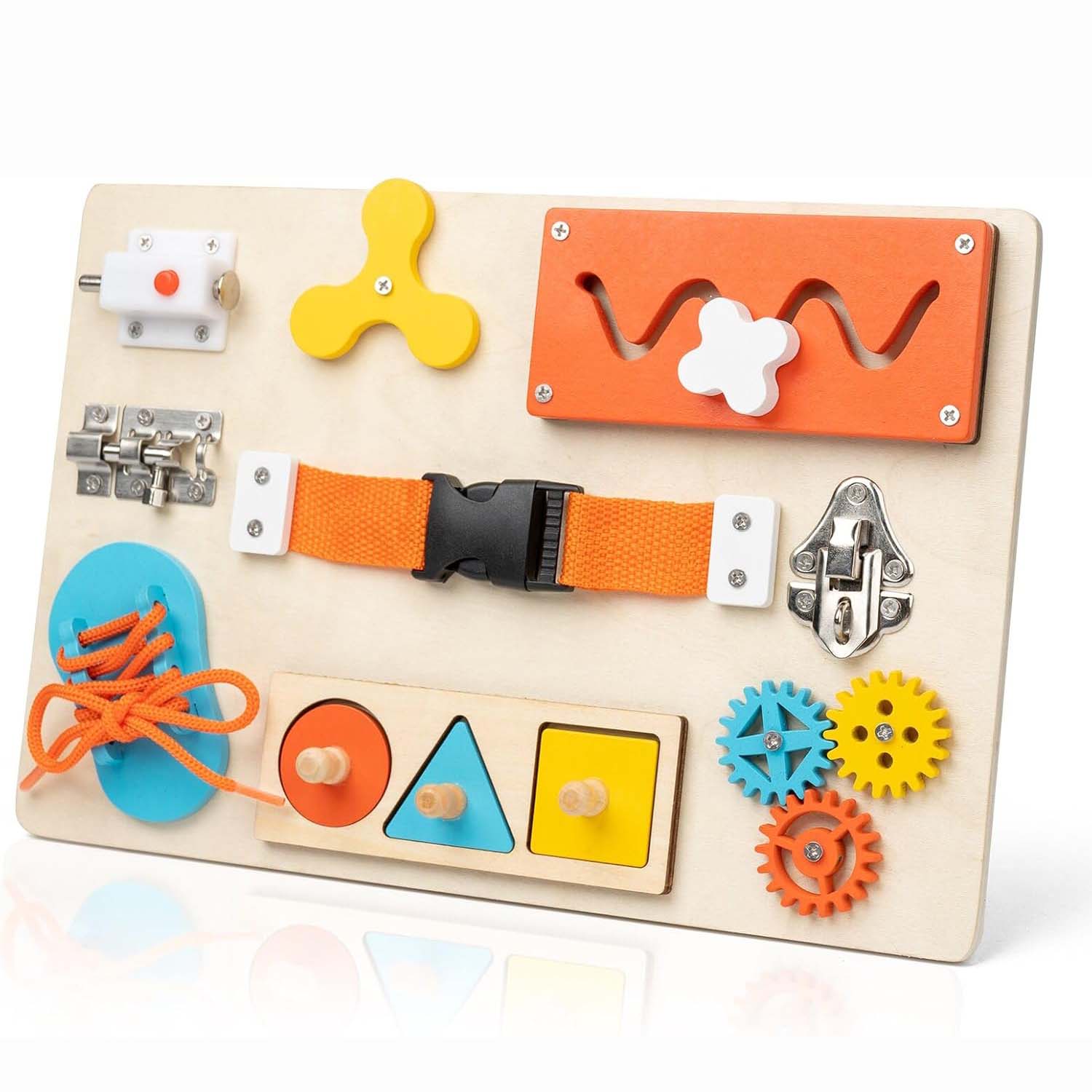 Kids Educational Box - Montessori Busy Board for Toddlers Wooden