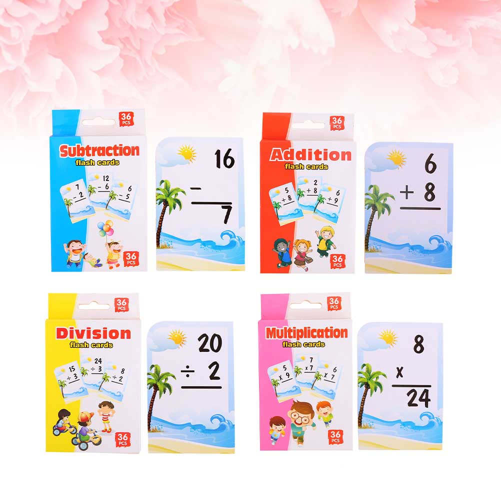 Kids Educational Box - 4 Boxes Childrens Math Study Cards