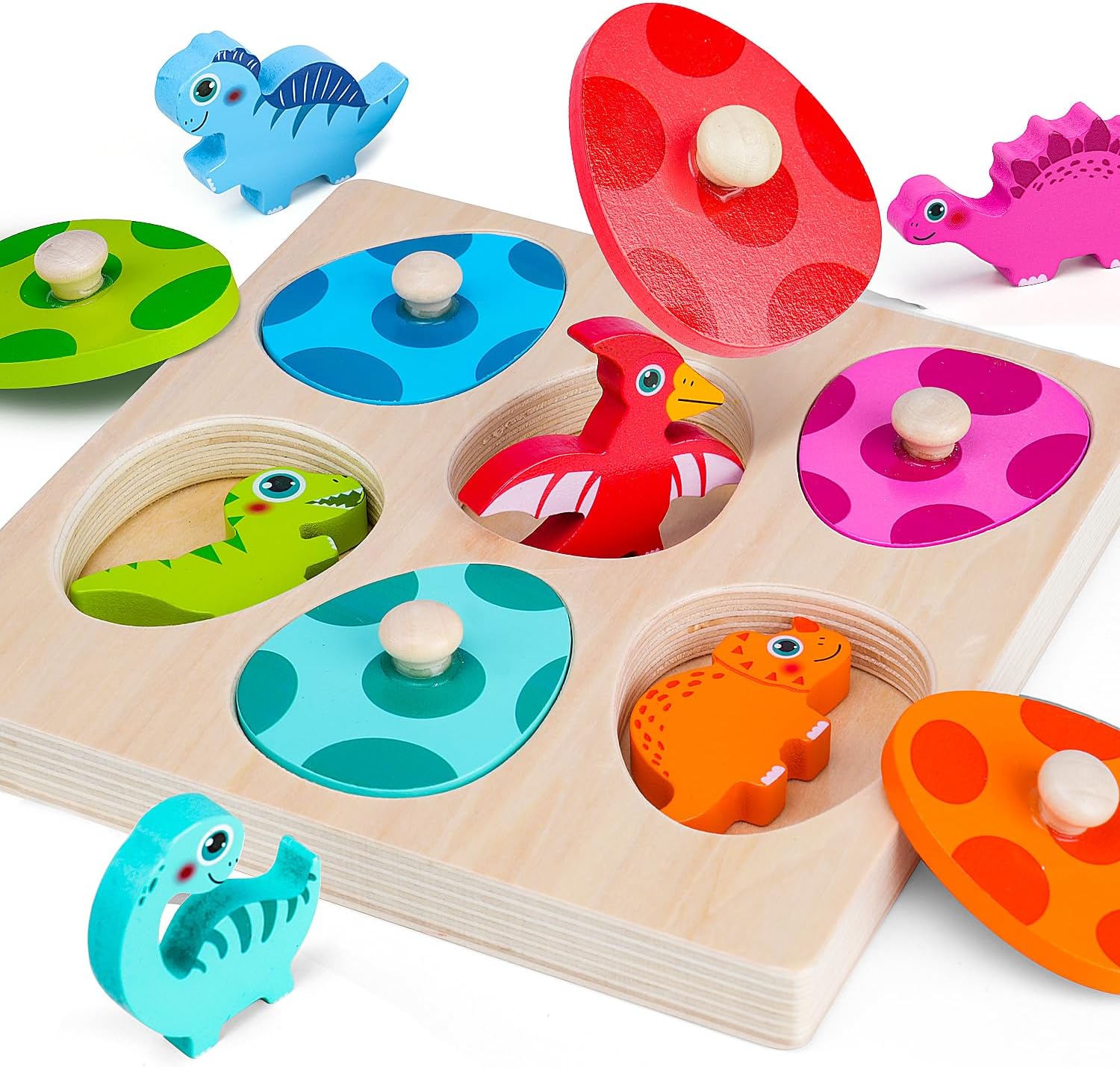 Kids Educational Game 3 - Wooden Dinosaur Jigsaw Puzzle Toys Montessori