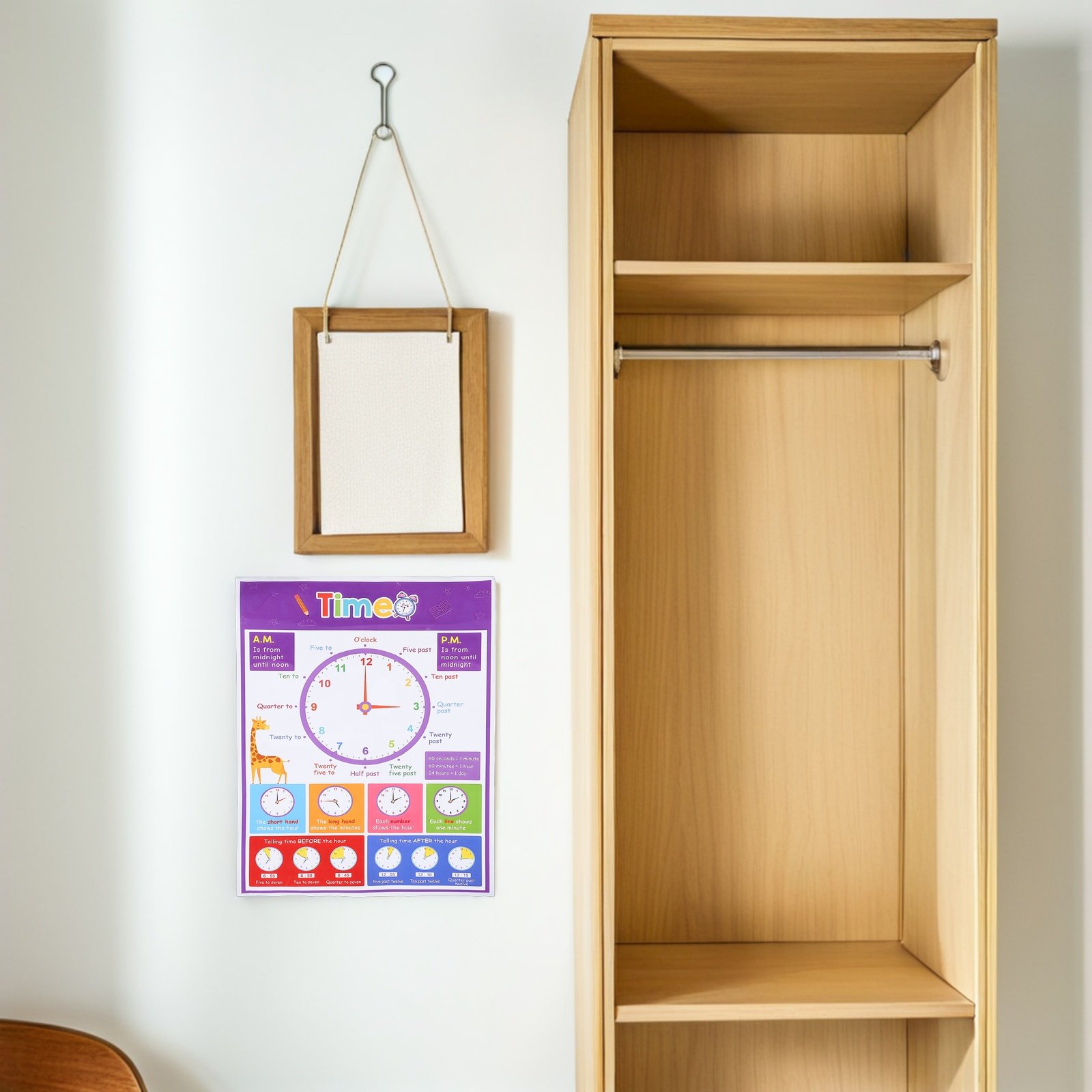Time Teaching Poster for Kids  - огляд і ціна Kids Education Wallpaper