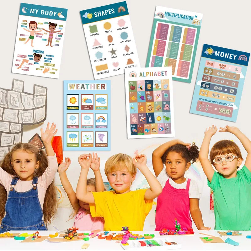 16Pcs Montessori Enlighten Ear - огляд і ціна Kids Education Wallpaper