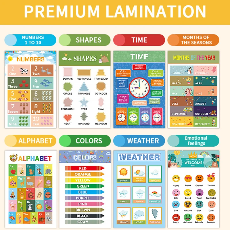 12Pcs Educational Posters for  - огляд і ціна Kids Education Wallpaper