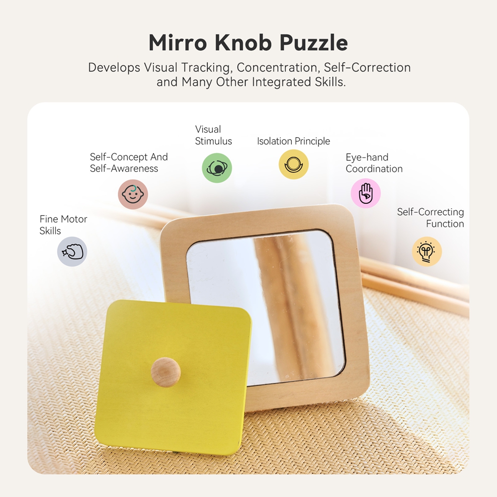 Montessori Wooden Mirror Puzzl - огляд і ціна Kids Educational Box