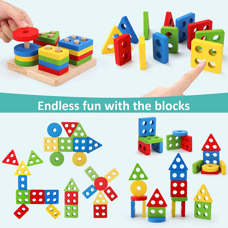 5-6pcs/set Montessori Wooden T - огляд і ціна Kids Educational Game 3