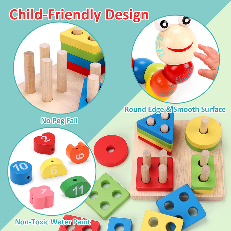 5-6pcs/set Montessori Wooden T - огляд і ціна Kids Educational Game 3