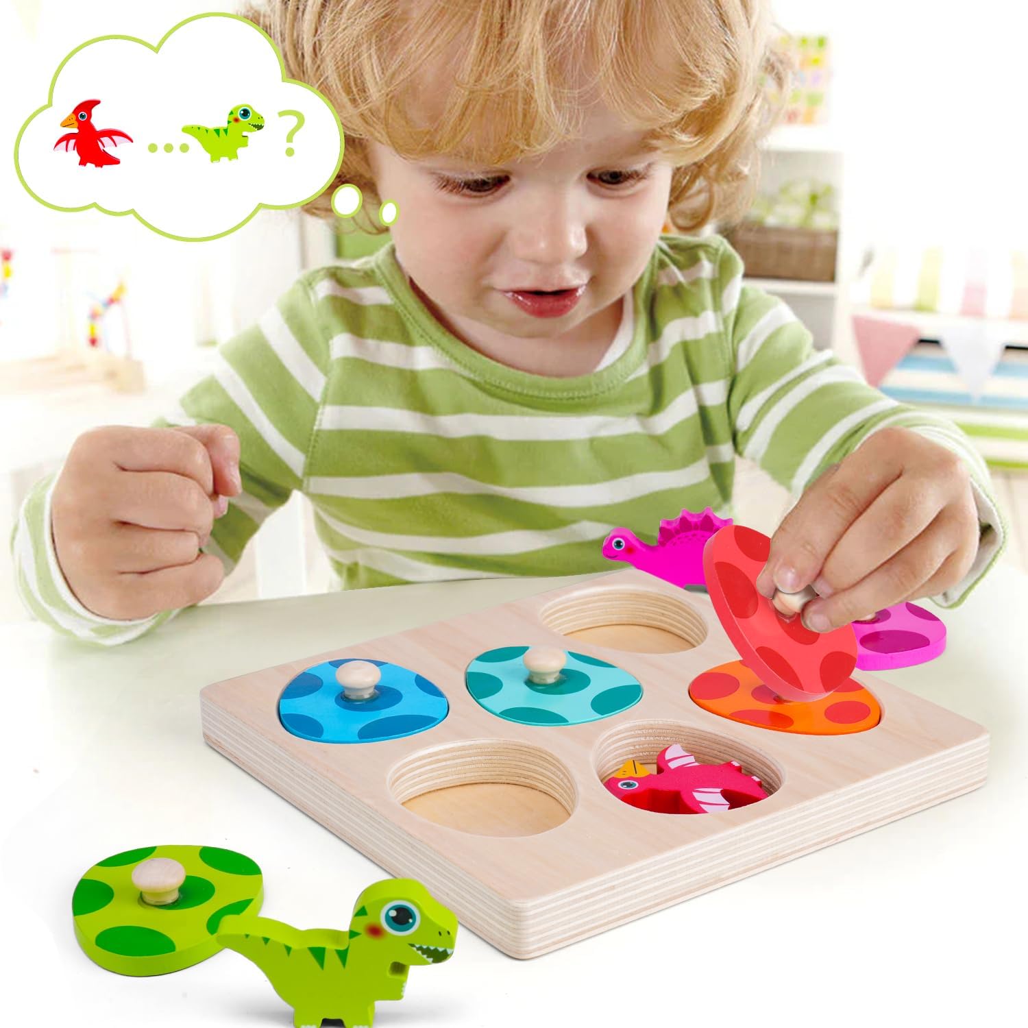 Wooden Dinosaur Jigsaw Puzzle  - огляд і ціна Kids Educational Game 3